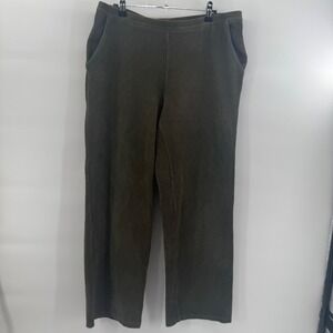 LL Bean Womens Olive Green Corduroy Straight Leg Pull On Pants L Reg 237234